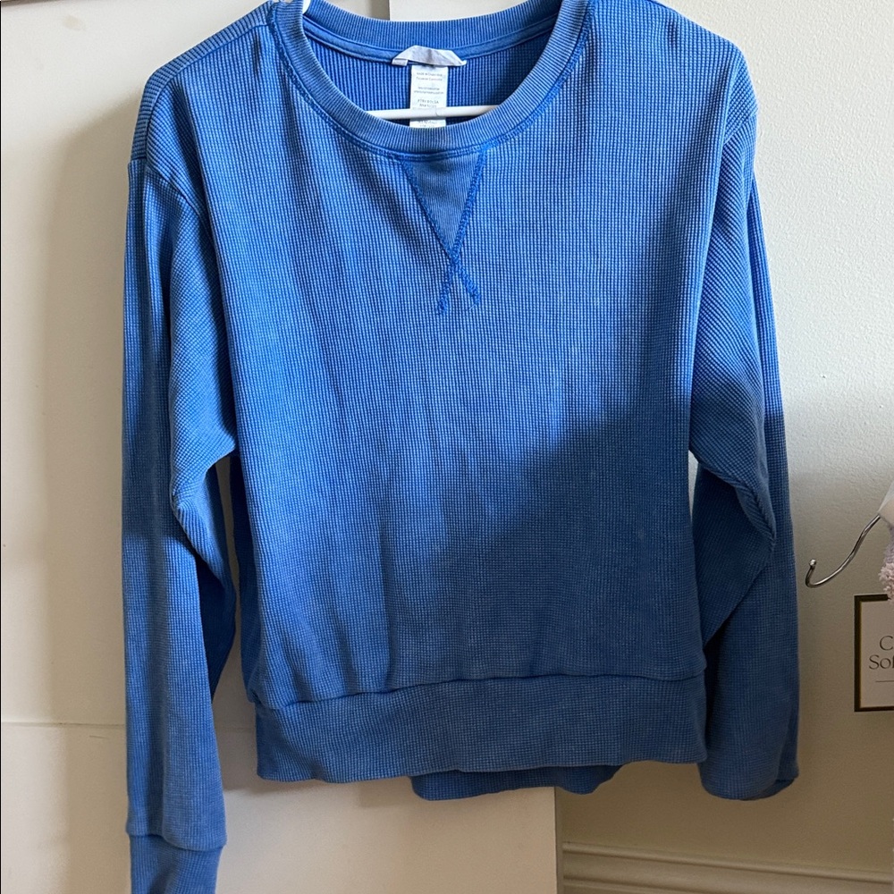 Blue Women's waffle crewneck